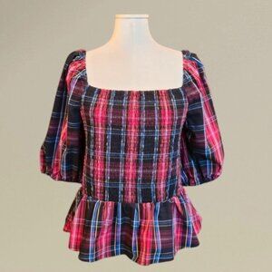 Women's Draper James smocked peplum top size large cottage core